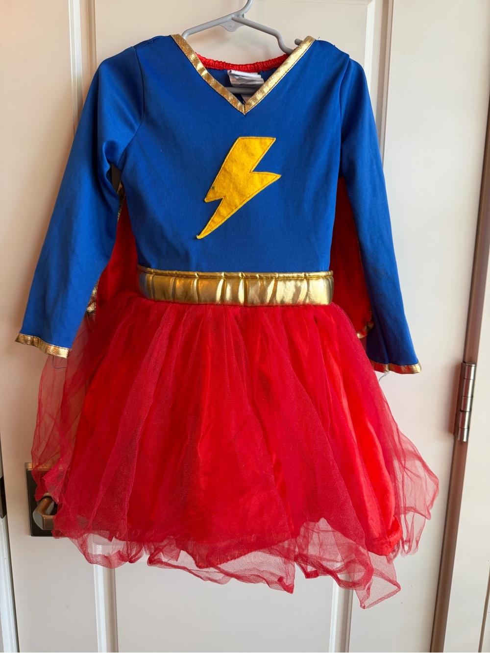Girls Blue and Red Lightning Superhero Dress-Up Costume
